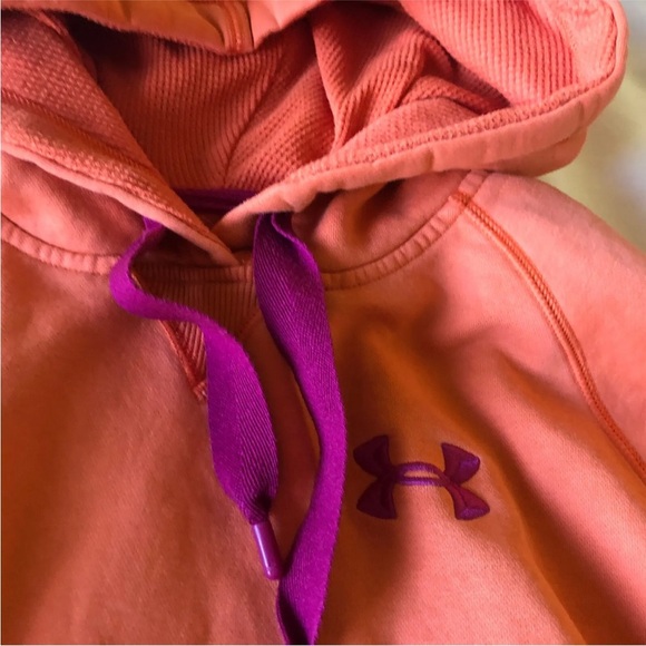 Under Armour Storm Loose Sweatshirt Hoodie Orange Pink Logo Pullover M - Picture 6 of 16
